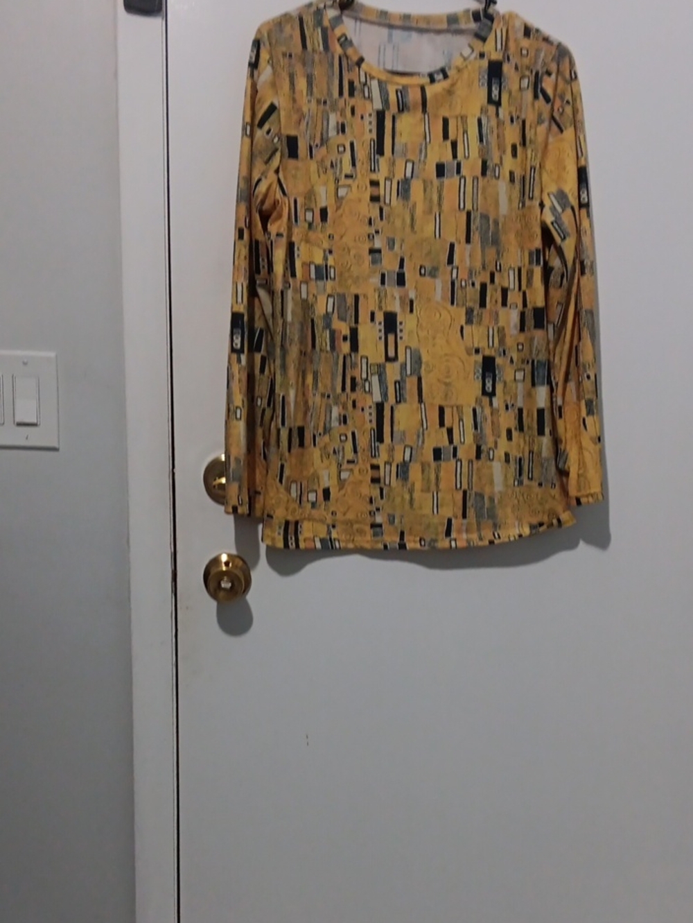 Yellow Geometric Print Long Sleeve Top